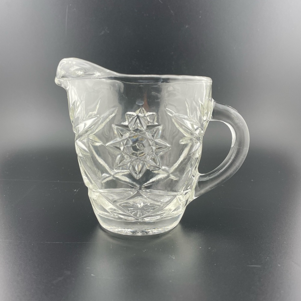 Vintage, Starburst Creamer, Clear Prescut Glass, by Anchor Hocking